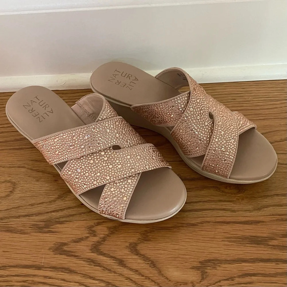 NOWB Naturalizer Rowena Slip-on Wedge Heel With Rhinestones Rose Gold - Picture 8 of 10